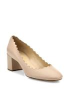 Chloe Leather Scalloped Leather Block-heel Pumps