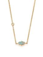 Sydney Evan Mini Hamsa Diamond, Enamel & 14k Yellow Gold Pendant Necklace