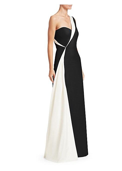 Brandon Maxwell One-shoulder Pleated Gown