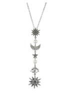 Oscar De La Renta Moon & Stars Silvertone Pendant Necklace