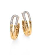 John Hardy Bamboo Diamond & 18k Yellow Gold Small Hoop Earrings