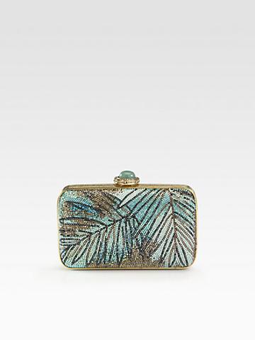 Judith Leiber Fern Motif Crystal Clutch