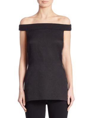 Brandon Maxwell Piped Off-the-shoulder Tunic