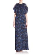 Yigal Azrouel Printed Cold-shoulder Gown