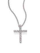 De Beers Classic Diamond & 18k White Gold Cross Pendant Necklace