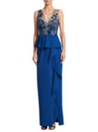 Marchesa Notte Beaded Floral Floor-length Gown