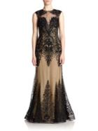 Basix Black Label Embroidered Illusion Gown