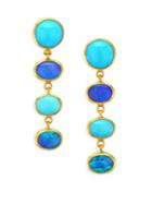 Gurhan Amulet Hue 24k Gold Turquoise And Opal Long Drop Earrings