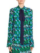 Michael Kors Collection Bow Pleat-front Silk Blouse