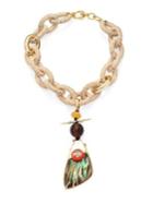 Alexis Bittar Lucite Raffia Link Necklace & Removable Pendant