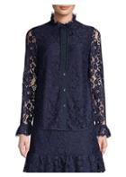 Draper James Lace High Collared Blouse