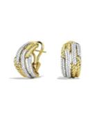 David Yurman Labyrinth Double-loop Earrings With Diamonds In Gold