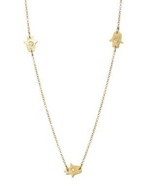 Jennifer Zeuner Jewelry Catalina Diamond Hamsa Hand Necklace