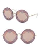 Miu Miu 62mm Mirrored Round Heart Sunglasses