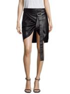 Helmut Lang Shayne Leather Wrap Mini Skirt