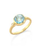 Carelle Blue Topaz & Diamond Stack Ring