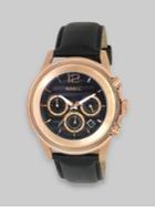 Breil Rose Gold Ip And Black Leather Three-chronograph Watch