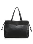 Tory Burch Stacked T Leather & Suede East West Tote