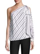 Milly Striped Shirting Nina One Shoulder Top