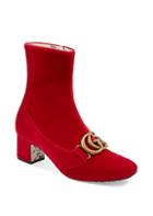 Gucci Velvet Mid-heel Double G Ankle Boots
