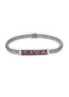 John Hardy Classic Chain Silver, Pink Spinel, Dark Pink Tourmaline, Pink Tourmaline & Pink Garnet Bracelet