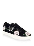 Rebecca Minkoff Bleecker Floral-embroidered Suede Sneakers