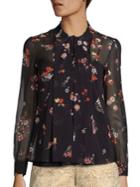 Red Valentino Floral Print Silk Blouse