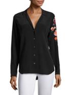 Equipment Adalyn Floral Embroidered Sleeve Blouse