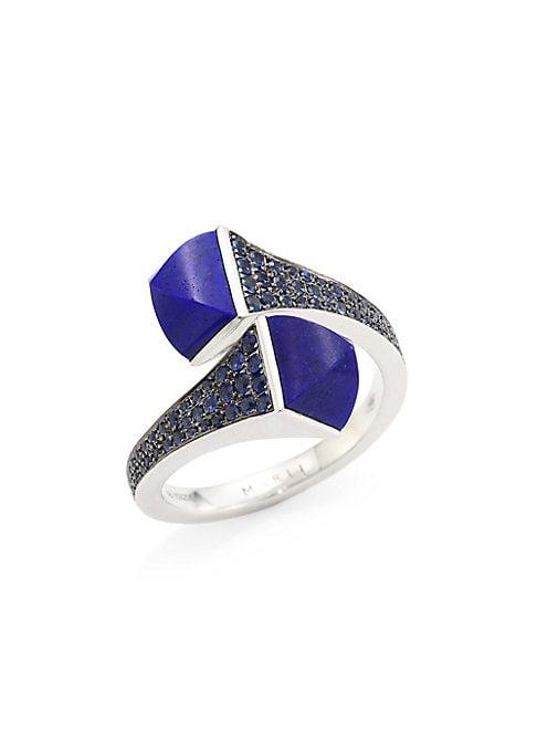 Marli Cleo X Marli 18k White Gold, Lapis Lazuli & Blue Sapphire Ring