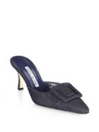 Manolo Blahnik Maysale Denim Mules