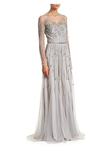 Theia Embellished Tulle Gown