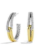 David Yurman Labyrinth Hoop Earrings With Diamonds And Gold