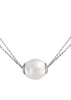 Majorica 12mm White Baroque Pearl And Sterling Silver Barrel Pendant Necklace