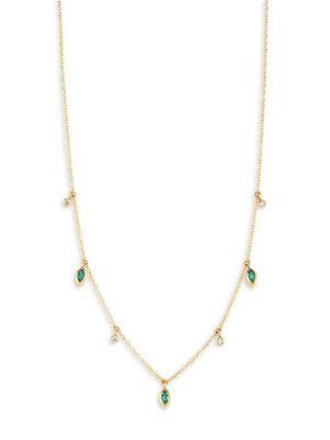 Zoe Chicco Diamond, Emerald & 14k Yellow Gold Necklace
