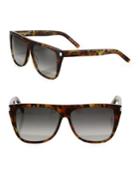 Saint Laurent Sl 1 59mm Leopard-print Flat-top Sunglasses