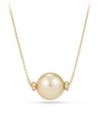 David Yurman Solari 12mm Golden Pearl Necklace With Diamonds In 18k Gold