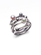 Majorica 4mm Multicolor Round Pearl & Sterling Silver Endless Wrap Ring