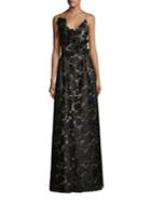 Ml Monique Lhuillier Floral Embroidered Gown