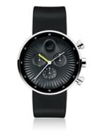 Movado Stainless Steel & Silicone Strap Black Dial Chronograph Watch