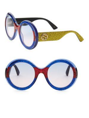 Gucci 53mm Multicolor Glitter Round Sunglasses