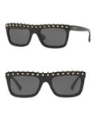 Valentino Soul Rockstud 51mm Flat-top Rectangle Sunglasses