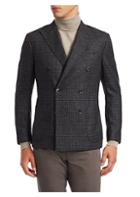 Saks Fifth Avenue Collection Double-breasted Muted Plaid Basketweave Sportcoat