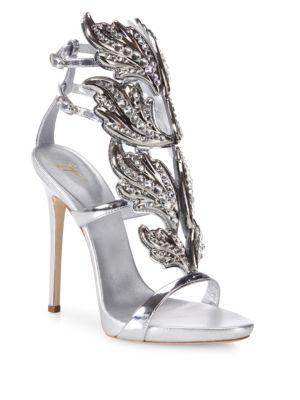 Giuseppe Zanotti Crystal-embellished Metallic Leather Wing Sandals