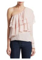 Scripted One-shoulder Ruffle Top