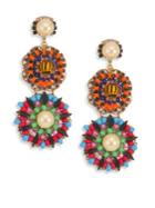 Erickson Beamon Safari Faux Pearl & Crystal Flower Drop Earrings