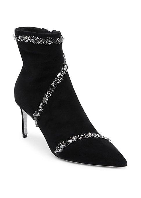 Rene Caovilla Embellished Point Toe Ankle Boots