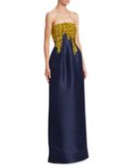 Oscar De La Renta Strapless Silk Column Gown