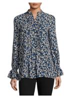 Michael Kors Collection Bell-sleeve Silk Floral Top
