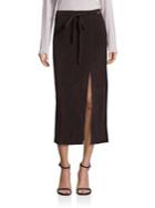Saks Fifth Avenue Collection Suede Leather Drawstring Skirt
