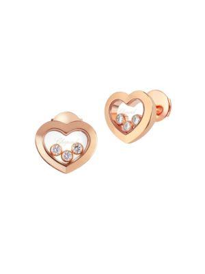 Chopard Happy Diamonds Heart 18k Rose Gold Stud Earrings